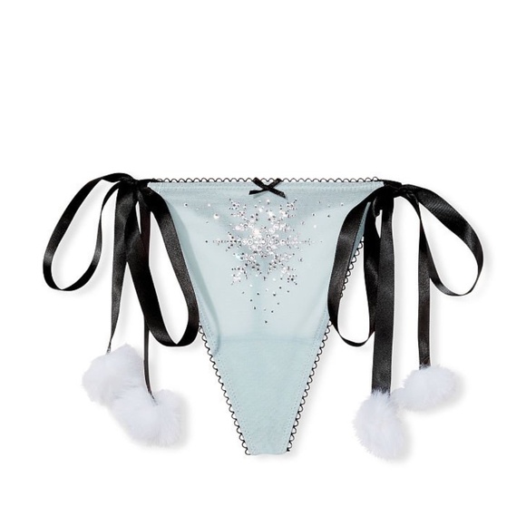 Victoria's Secret Dream Angels Crystal Snowflake Pom-Pom V-String Panty XS NEW - Picture 4 of 7